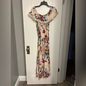 Women's PinkBlush Maternity Floral Off The Shoulder Maxi Dress- Size Medium